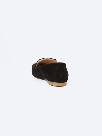 Suede Flat Ballerina Shoes Sharp Edge With Accessories