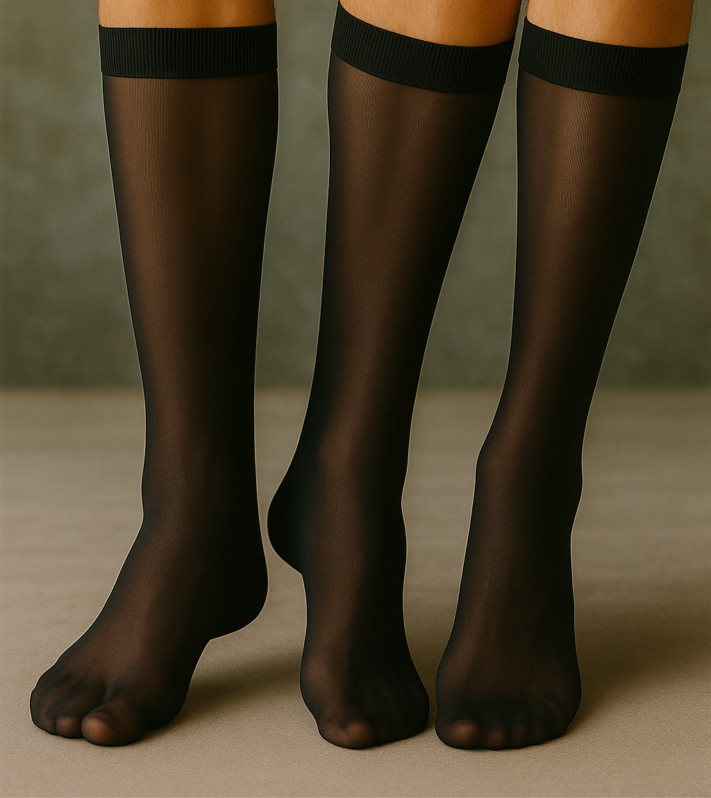 Nylon Sheer Black Socks 3 Pack - Black