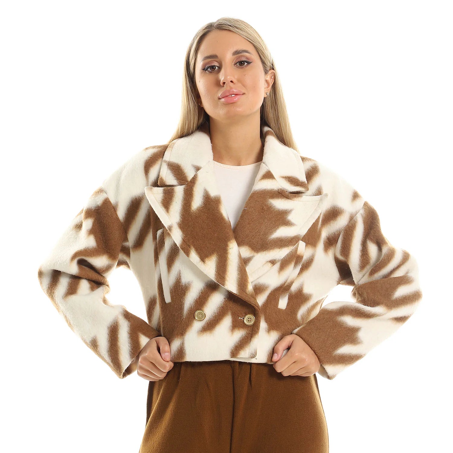 Buttoned Cropped Tie Dye Jacket