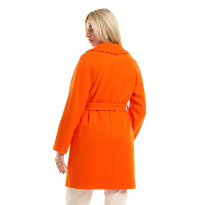 Trendy Belted Wool Blend Coat Orange