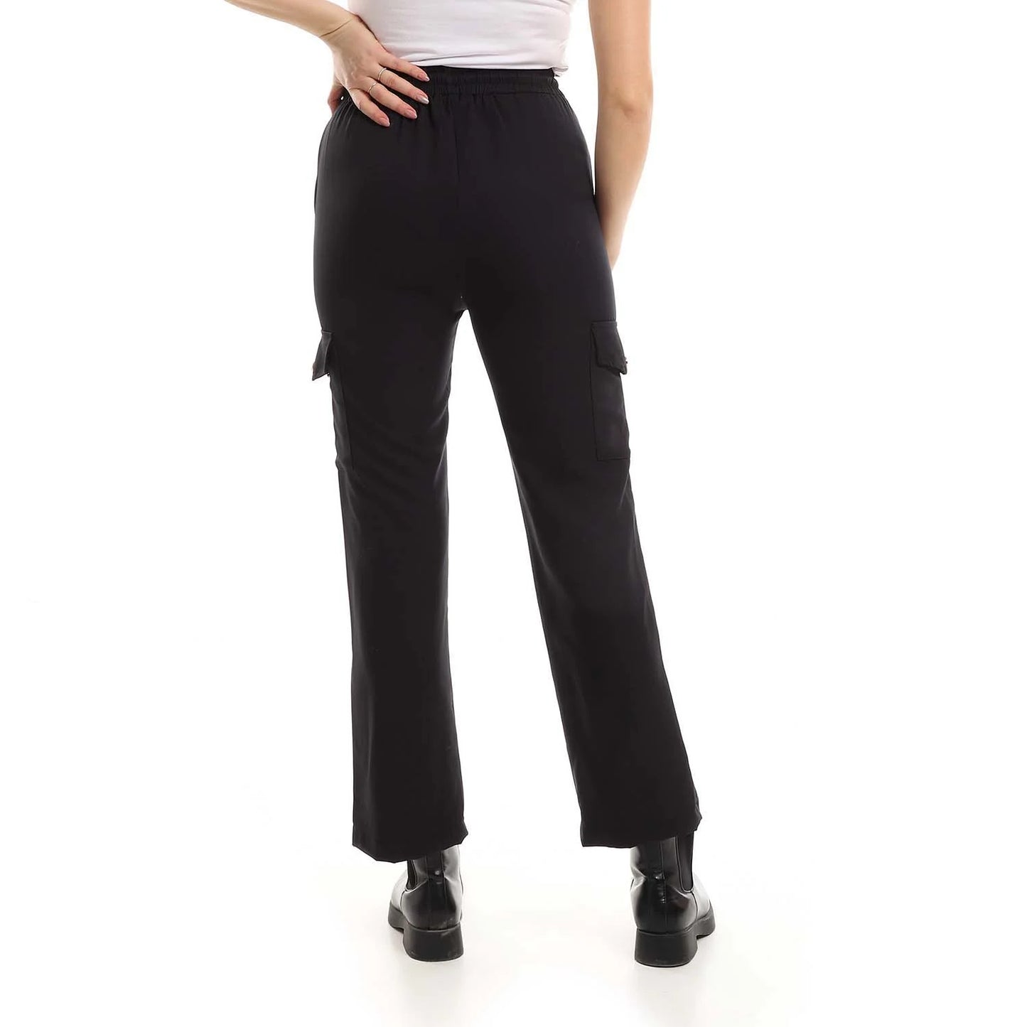 Two Side Pockets Buttoned Black Pants