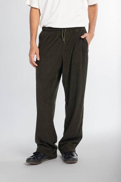 Corduroy Wide Leg Pants – Olive Green