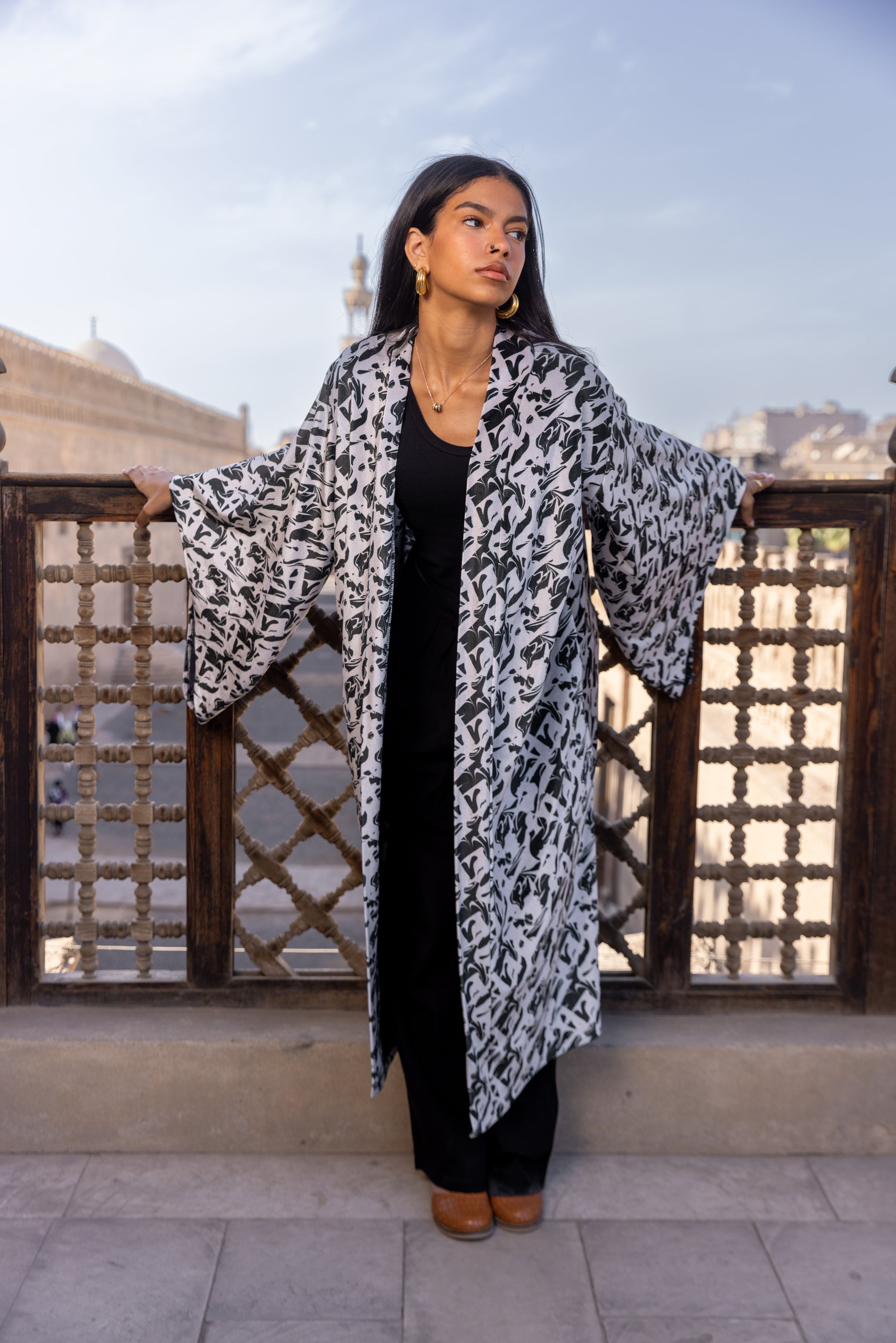 Velvet Abstract Kimono - Multicolor