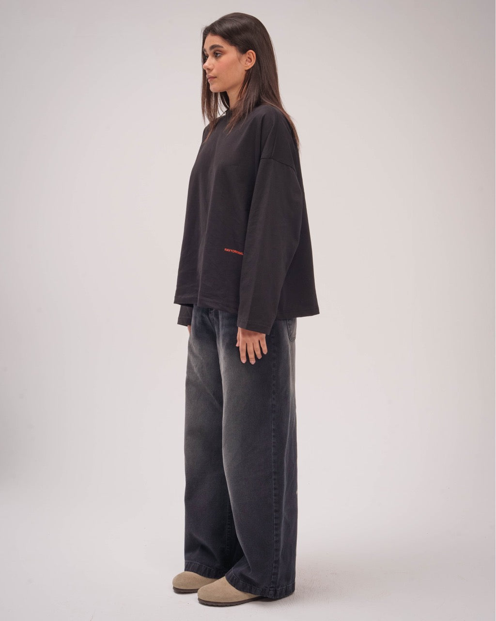 Cotton Printed Long Sleeve – Black