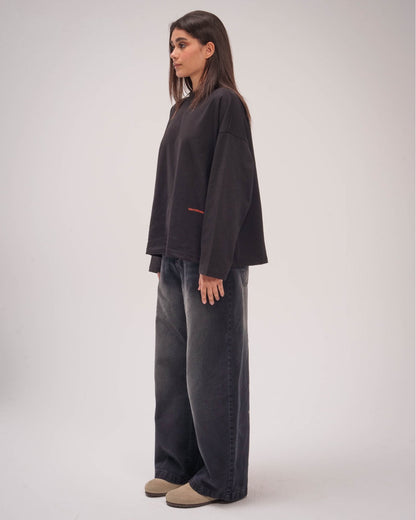 Cotton Printed Long Sleeve – Black