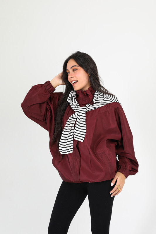 Waterproof Plain Jacket – Burgundy