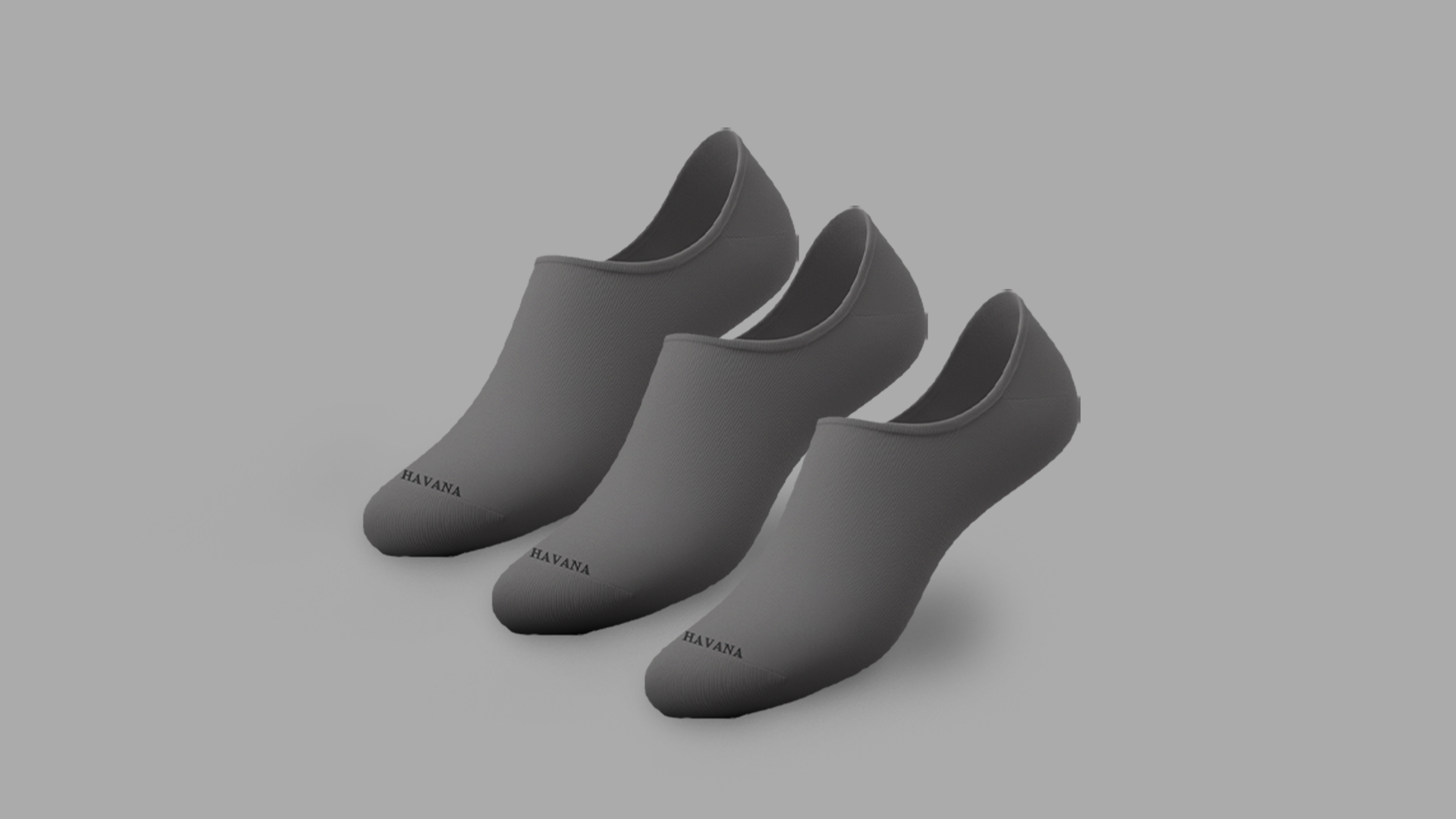 Cotton Invisible Athletic Socks Set of 3 - Grey