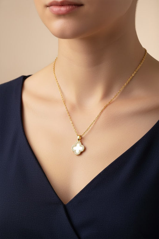 Stainless Steel Clover Pendant Necklace – Gold