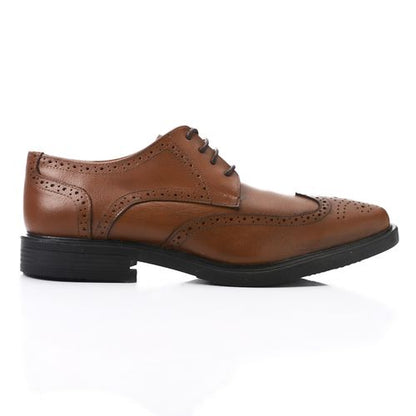 Leather Brogue Oxford Lace-Up Shoes - Brown