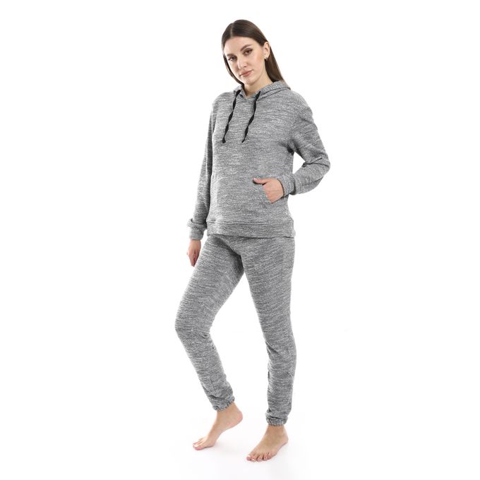 Kangaroo Pockets Hooded Pajama Set