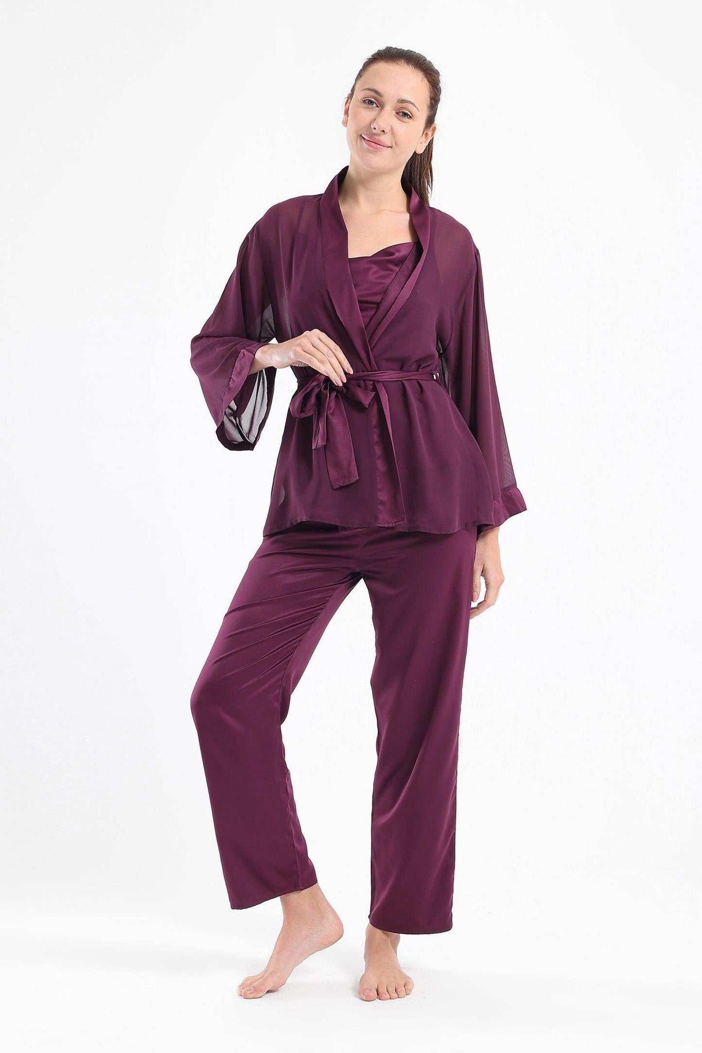 3 Pieces Satin Pyjama Set - Carina - ÙƒØ§Ø±ÙŠÙ†Ø§