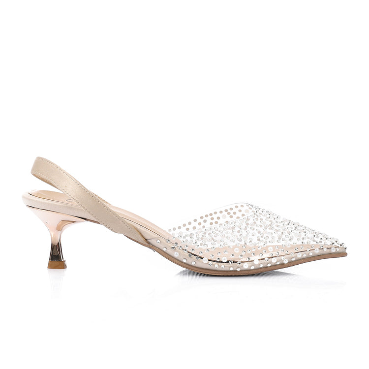 Strass Slingback Kitten Heels – Transparent