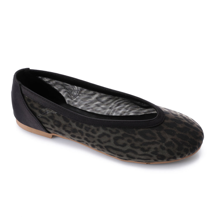 Mesh Slip-On Ballerina Flats – Leopard