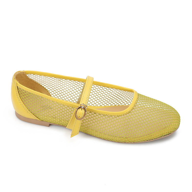 Mesh Ballerina Flats - Yellow