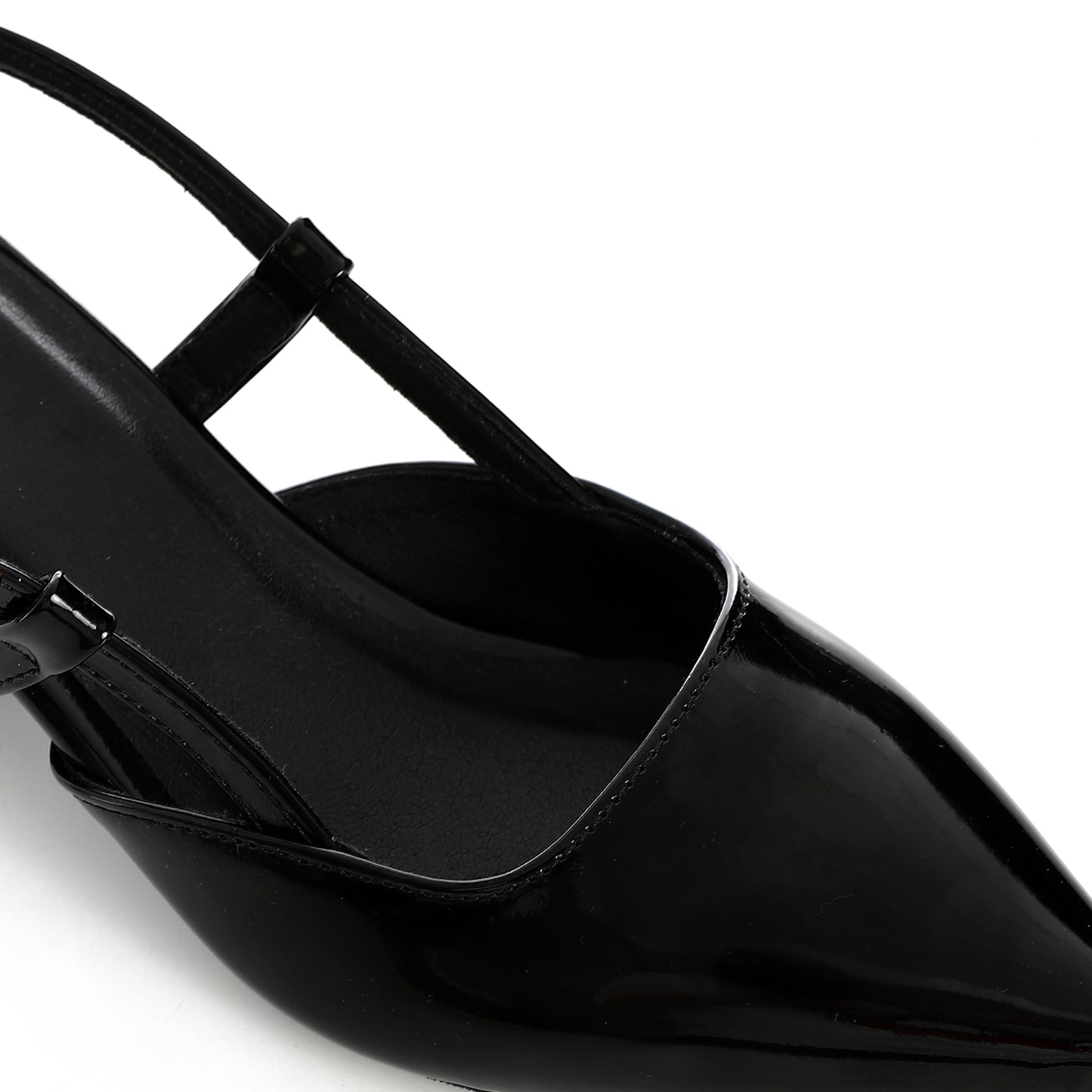 Verne Faux Leather Slingback Block Heel Shoes – Black