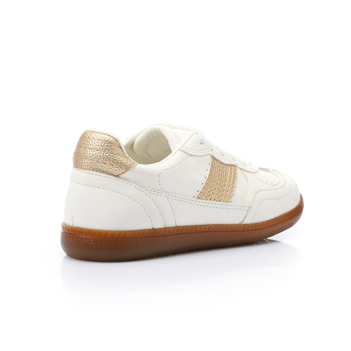 Faux Leather Sneakers -White & Gold