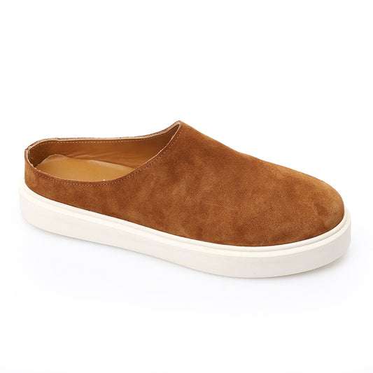 Suede Clog Mules – Brown