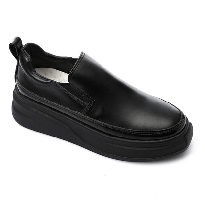 Synthetic Leather Slip-On Sneakers – Black