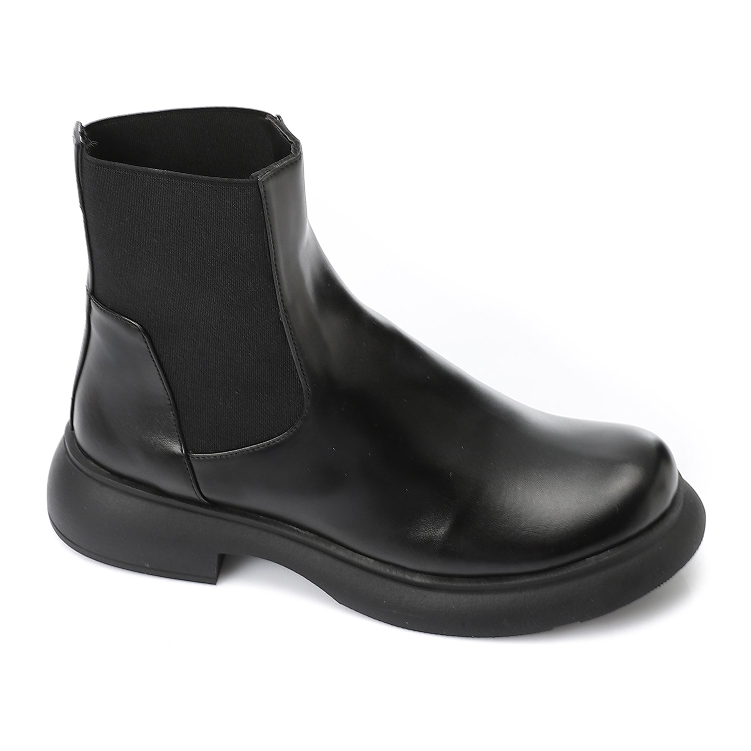 Faux Leather Plain Chelsea Ankle Boots – Black (3047)