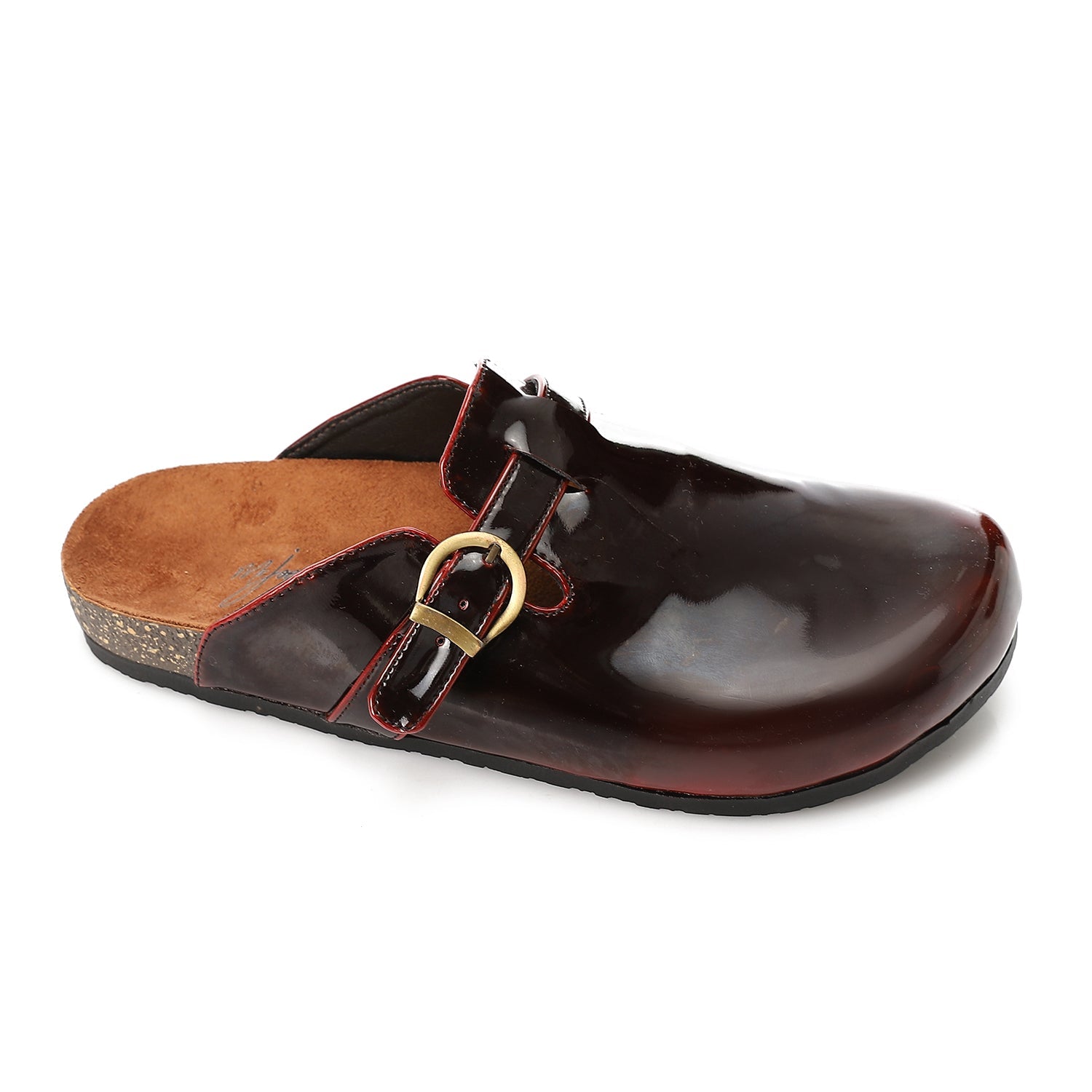 Verne Faux Leather Plain Comfort Clogs – Burgundy (3050)