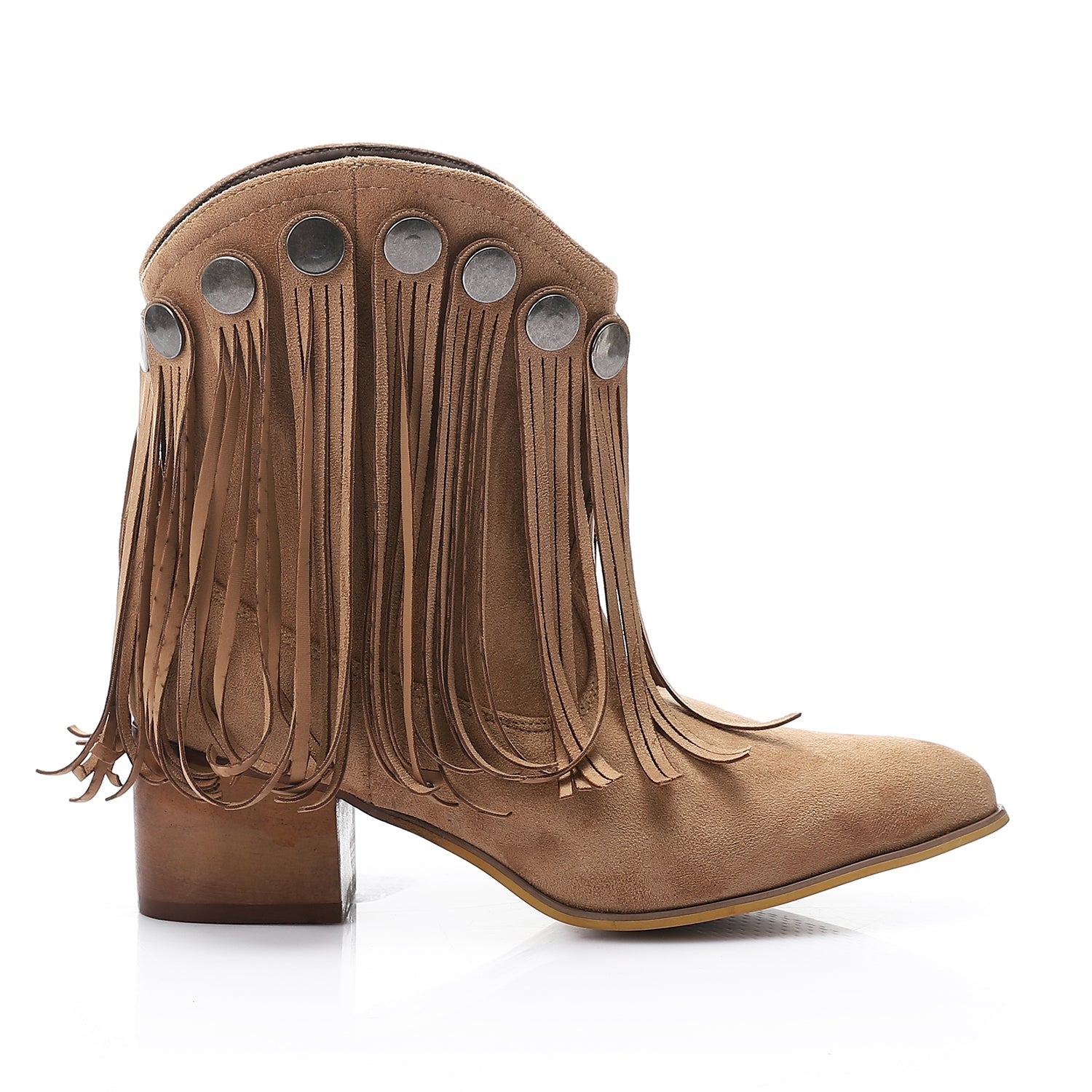 Western Detachable Fringe Boots - Cafe
