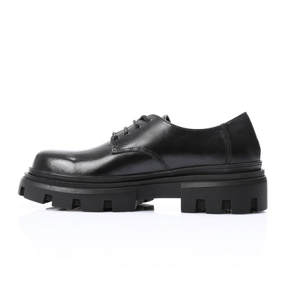 Faux Leather Chunky Derby Shoes – Black