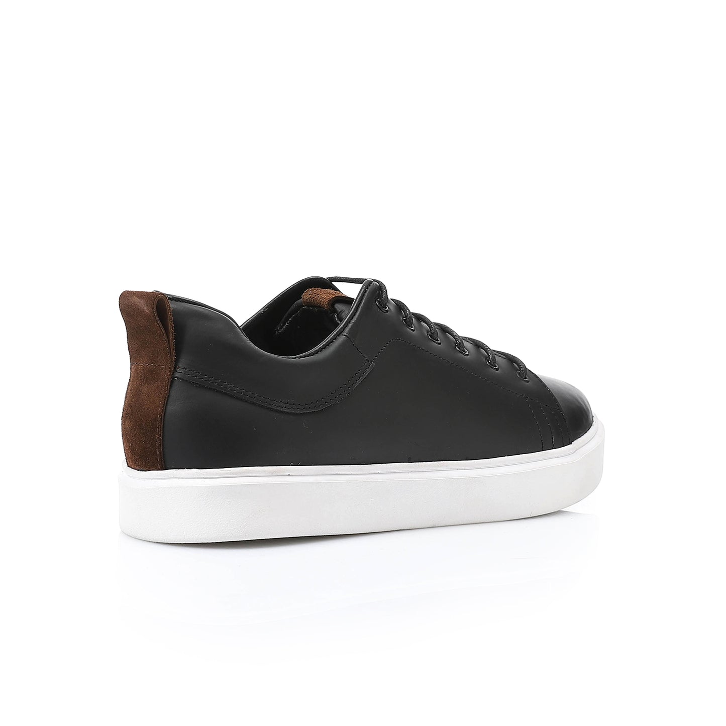 Leather Plain Sneakers - Black