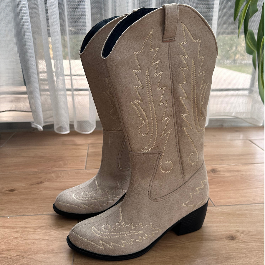 Leather Boyero Cowboy Boots - Beige