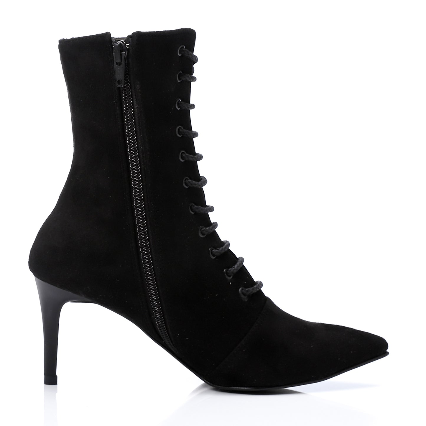 Lace Up And Zipper Closure Pointed Toecap Ankle Boots