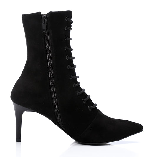 Lace Up And Zipper Closure Pointed Toecap Ankle Boots