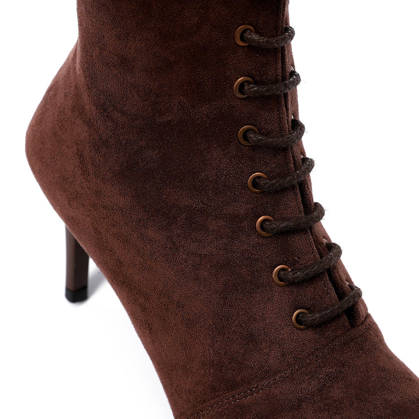 Lace Up And Zipper Closure Pointed Toecap Ankel Boots