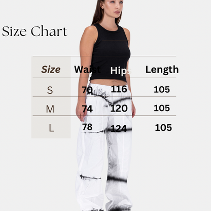 Parachute White Pants "With Front Black Lines"