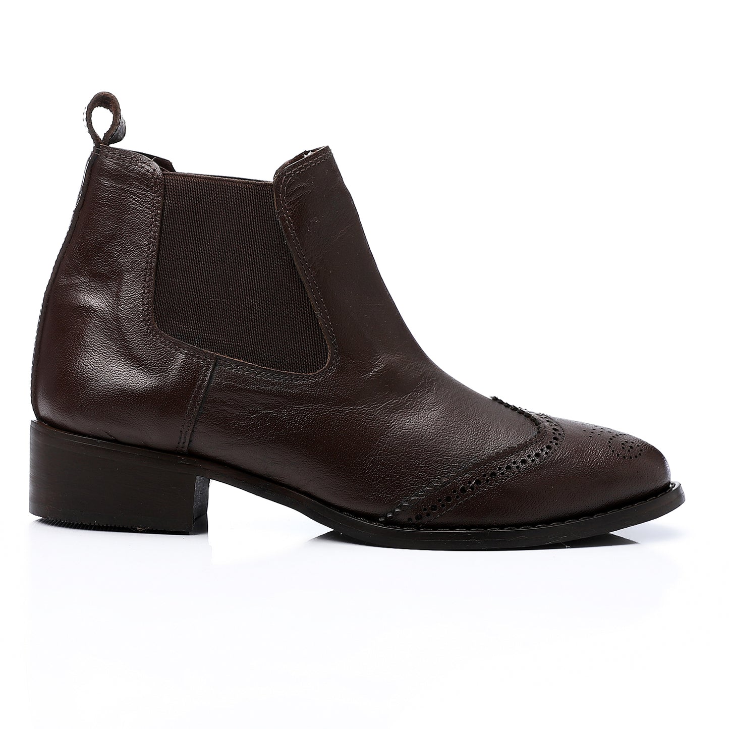 Perforated Pattern Oval Toecap Ankel Boots