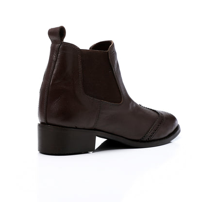 Perforated Pattern Oval Toecap Ankel Boots