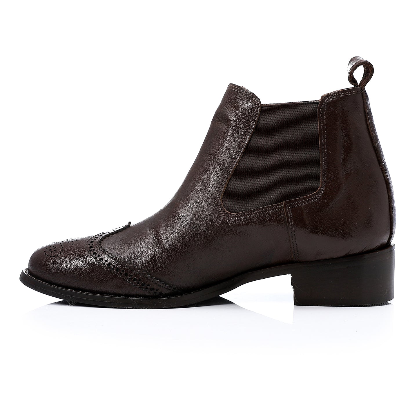 Perforated Pattern Oval Toecap Ankel Boots