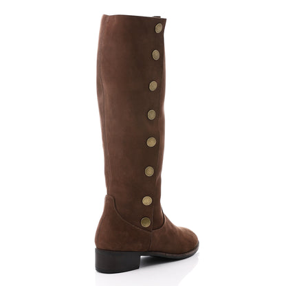 Burnette Brown Side Snap Buttons Knee High Boots