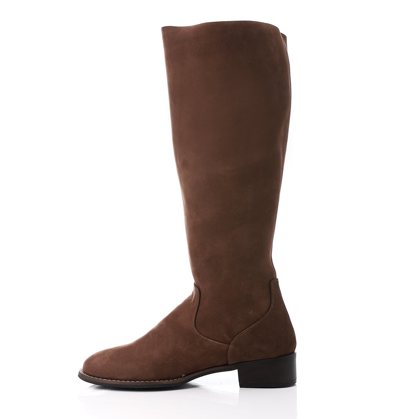 Burnette Brown Side Snap Buttons Knee High Boots