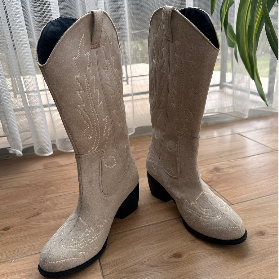 Leather Boyero Cowboy Boots - Beige