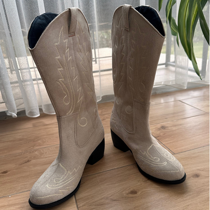 Leather Boyero Cowboy Boots - Beige