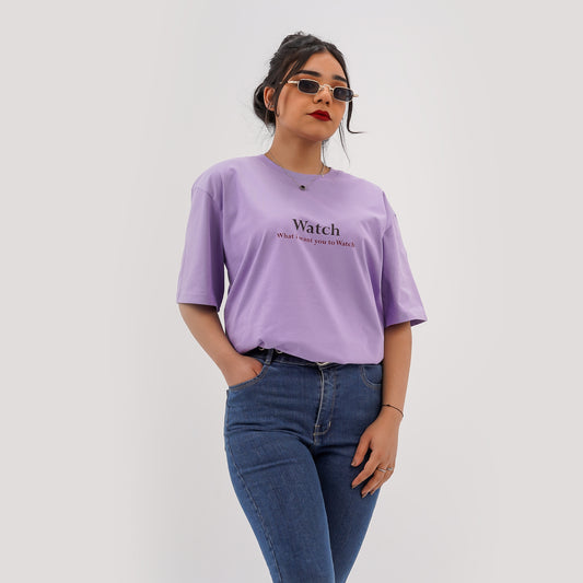 Watch T-shirt oversize for unisex purple