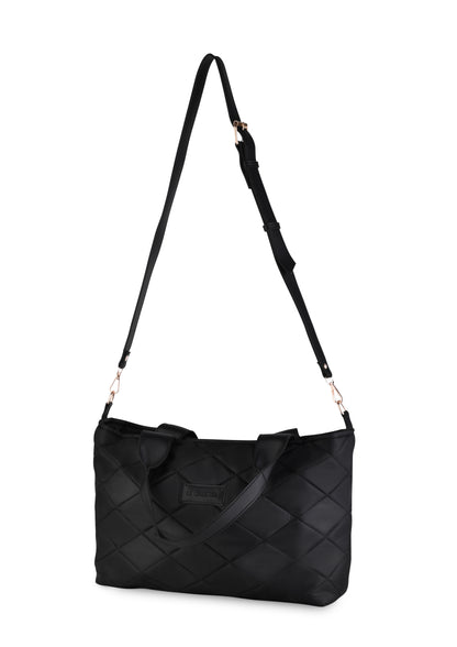 BS Collection Boom Big Bag Soft Quilted Canvas Shoulder Bag for Women - Black