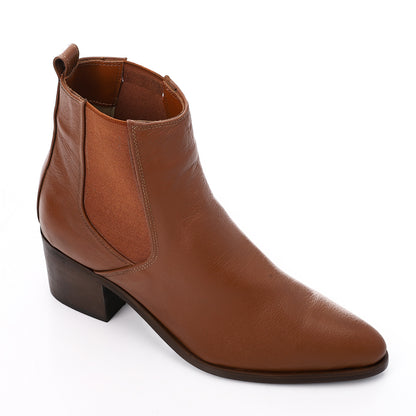 Leather Tawny Ankle Boot With Extension