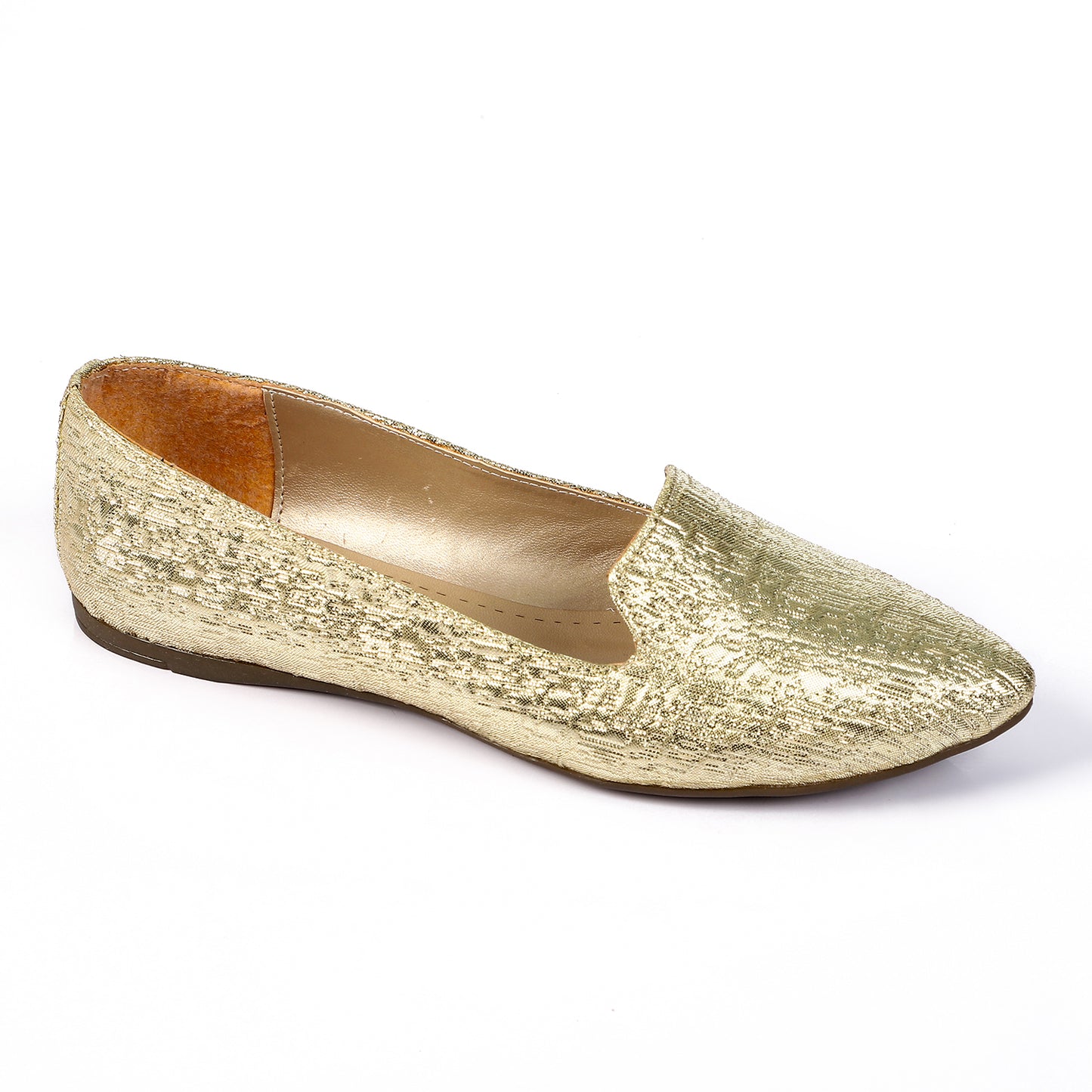 Pointed Slip On Textured Leather Flats