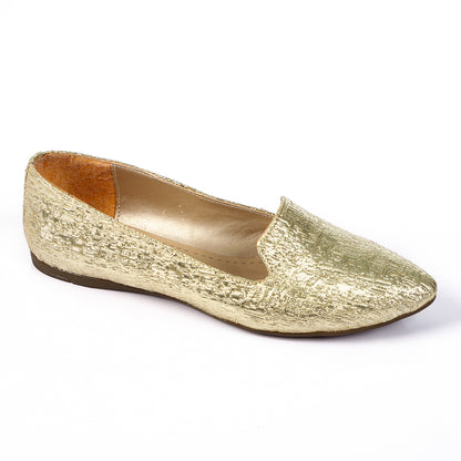 Pointed Slip On Textured Leather Flats