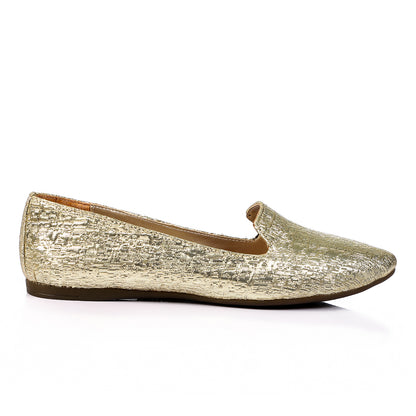 Pointed Slip On Textured Leather Flats