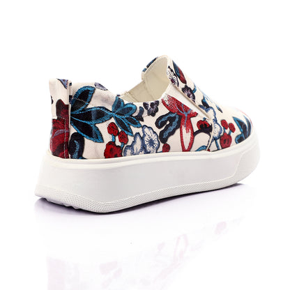 Textured Floral Leather Slip On Casual Espadrilles