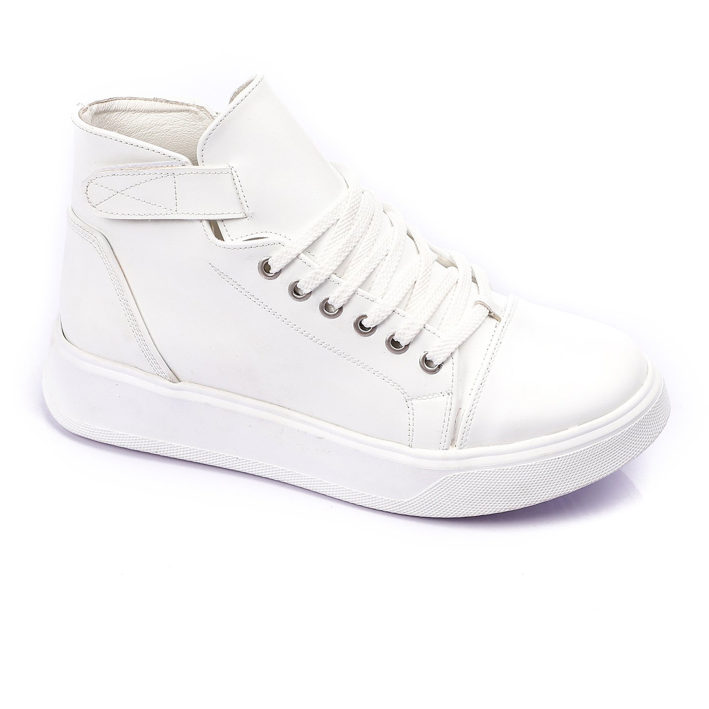 Double Closure High-Cut Plain Sneakers