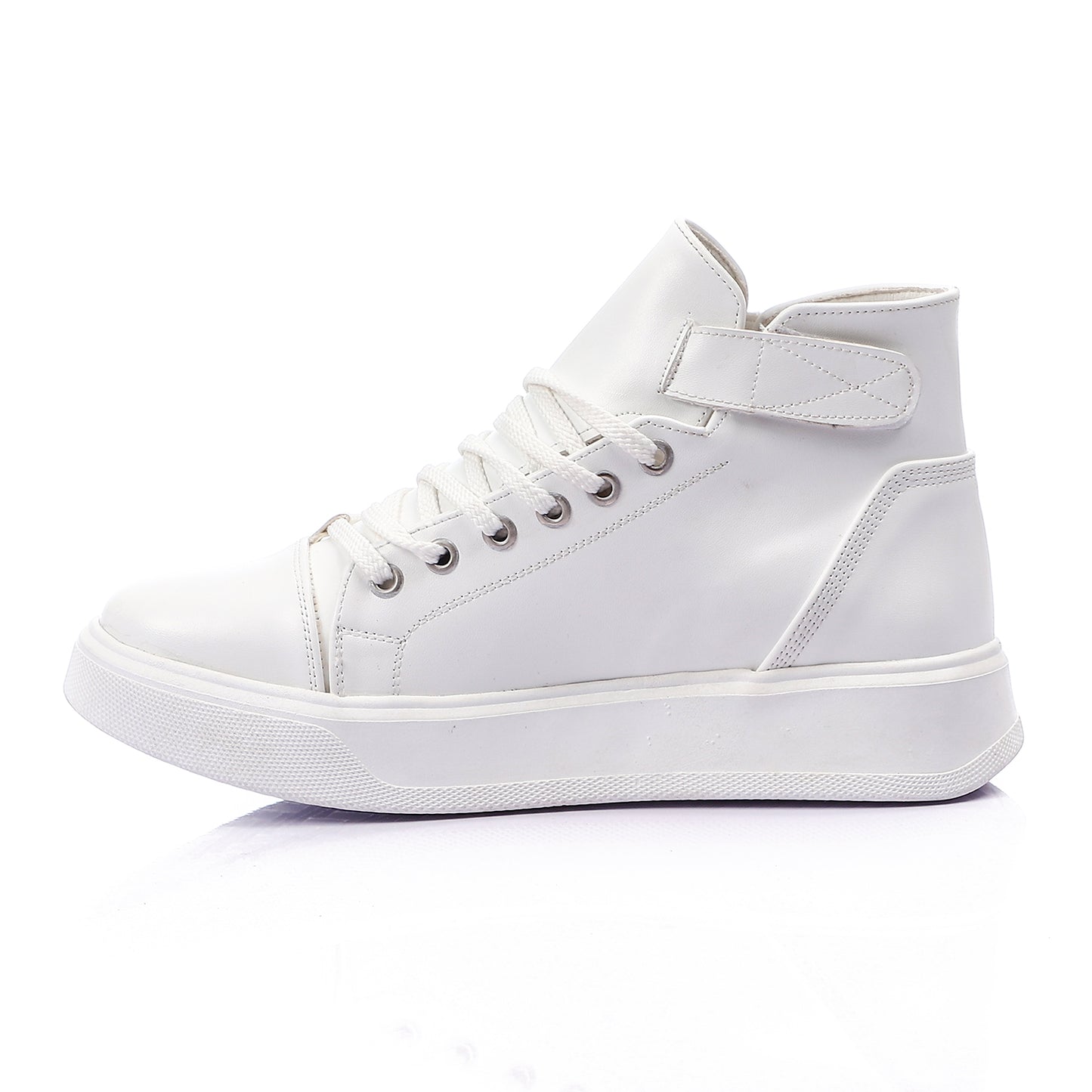 Double Closure High-Cut Plain Sneakers