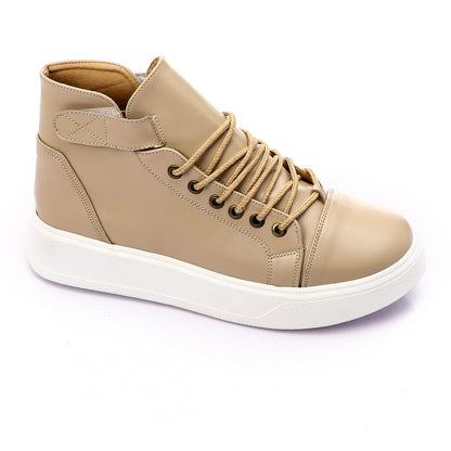 Double Closure High-Cut Plain Sneakers