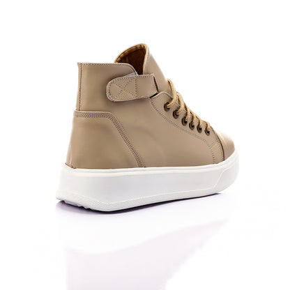 Double Closure High-Cut Plain Sneakers